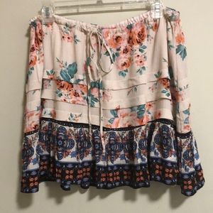 Chelsea & Violet Skirt Boho Floral Ruffled SZ XL